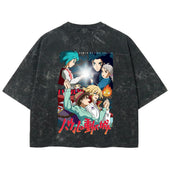 Playera streetwear premium de anime y gaming ExtraLife MX, corte boxy deluxe mineral wash heavyweight en color Acid Wash, moda urbana mexicana de culto.