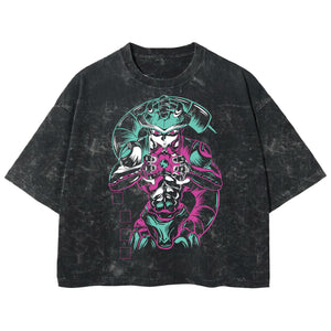 Playera streetwear premium de anime y gaming ExtraLife MX, corte boxy deluxe mineral wash heavyweight en color Acid Wash, moda urbana mexicana de culto.