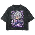 Playera streetwear premium de anime y gaming ExtraLife MX, corte boxy deluxe mineral wash heavyweight en color Acid Wash, moda urbana mexicana de culto.