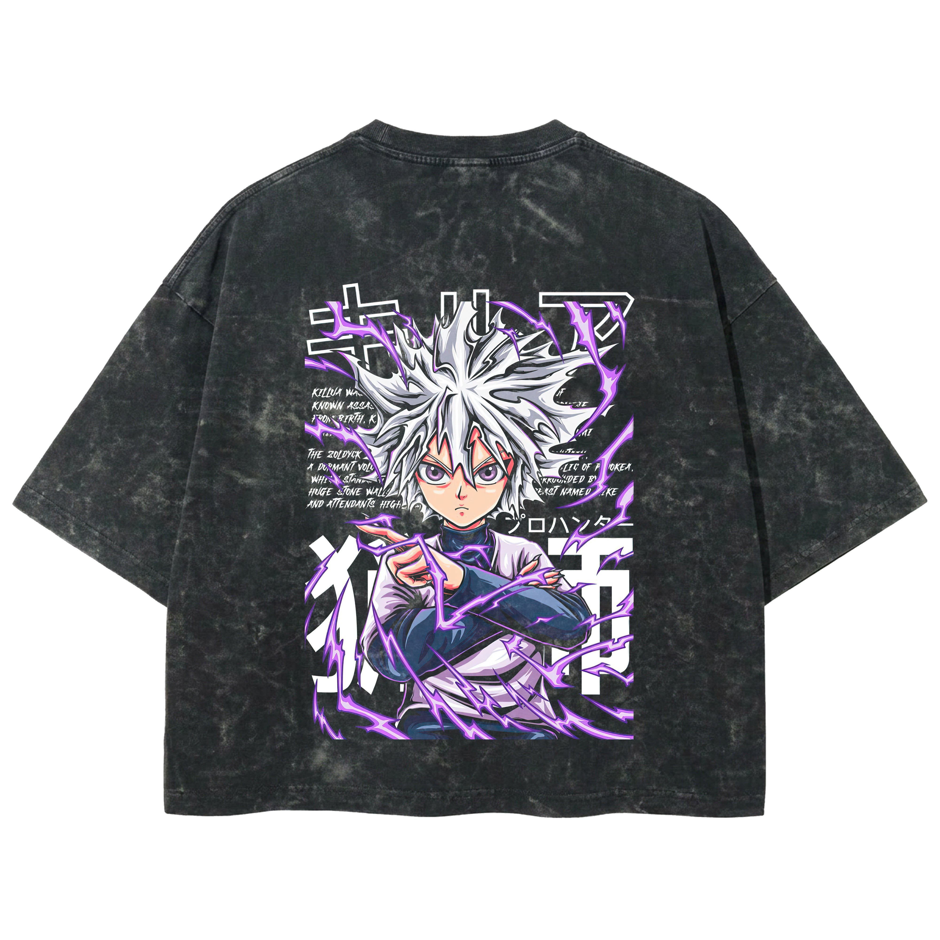 Playera streetwear premium de anime y gaming ExtraLife MX, corte boxy deluxe mineral wash heavyweight en color Acid Wash, moda urbana mexicana de culto.