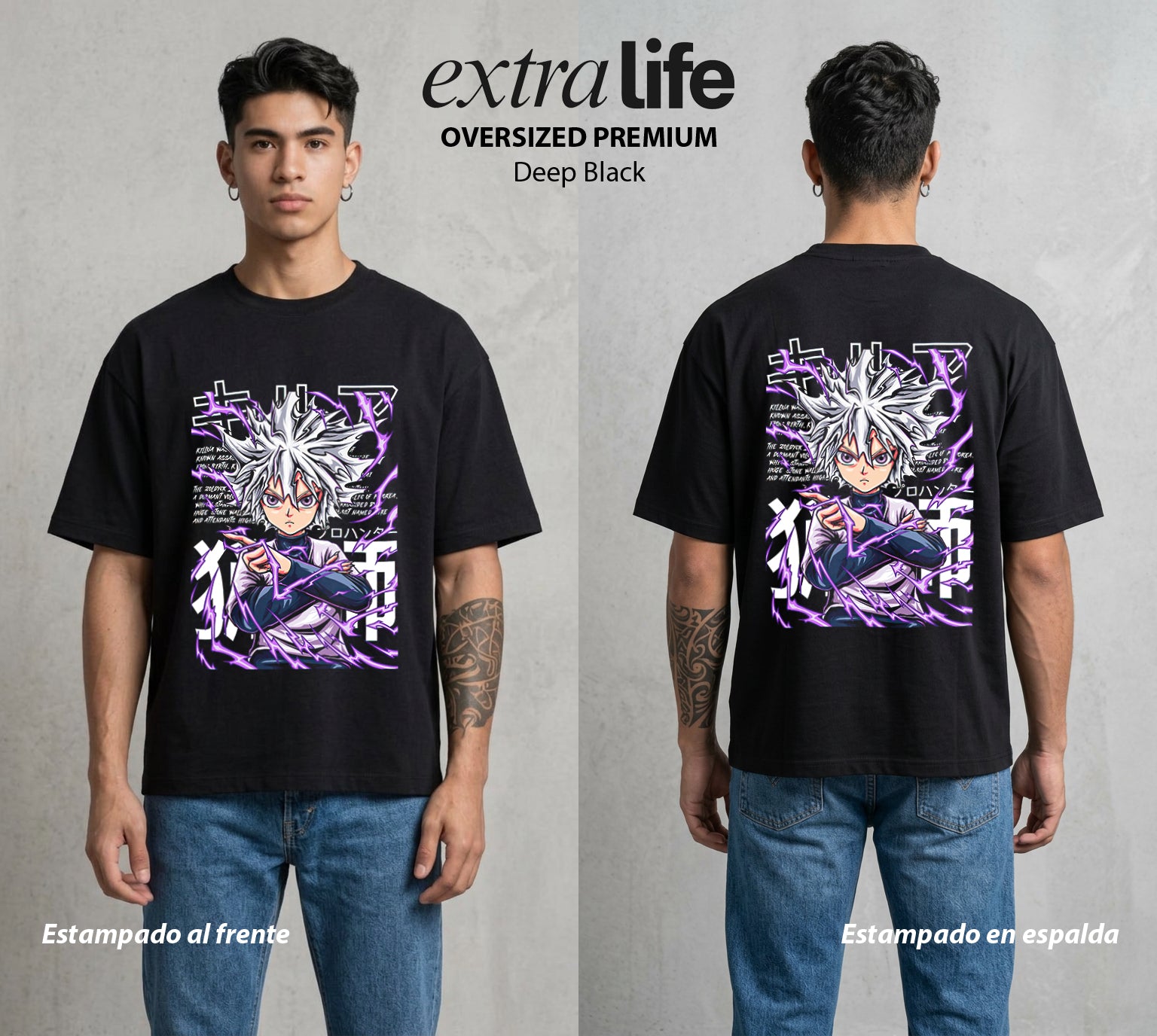 La Prueba del Cazador | La Prueba Definitiva #01684 - Playera Oversized Premium | Deep Black - Foto en modelo