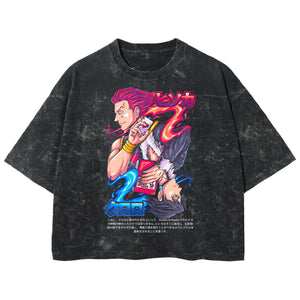 Playera streetwear premium de anime y gaming ExtraLife MX, corte boxy deluxe mineral wash heavyweight en color Acid Wash, moda urbana mexicana de culto.