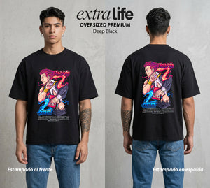 La Prueba del Cazador | El Camino del Cazador #01685 - Playera Oversized Premium | Deep Black - Foto en modelo