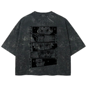 Playera streetwear premium de anime y gaming ExtraLife MX, corte boxy deluxe mineral wash heavyweight en color Acid Wash, moda urbana mexicana de culto.