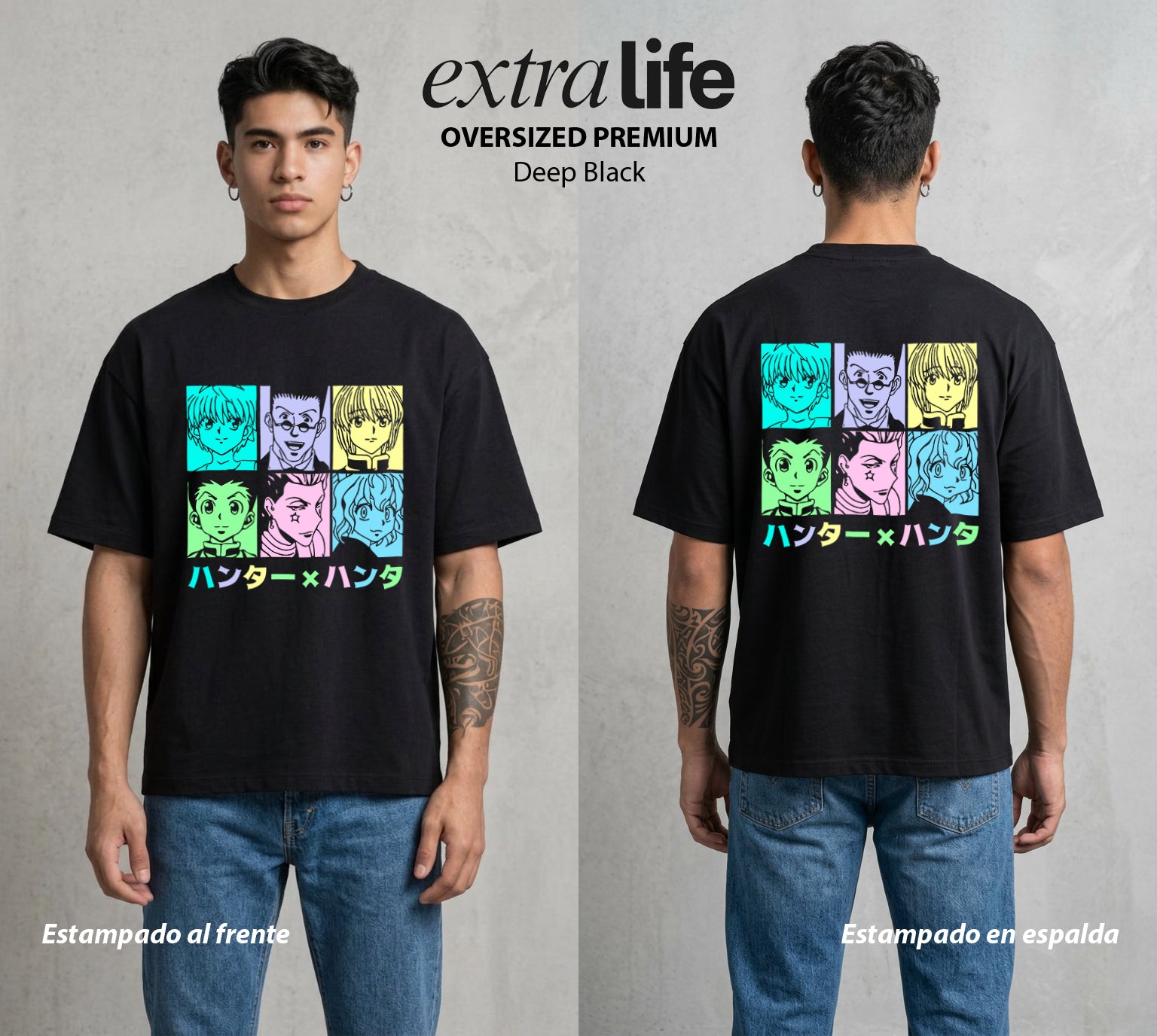 La Prueba del Cazador | Los Cazadores Unidos #01687 - Playera Oversized Premium | Deep Black - Foto en modelo
