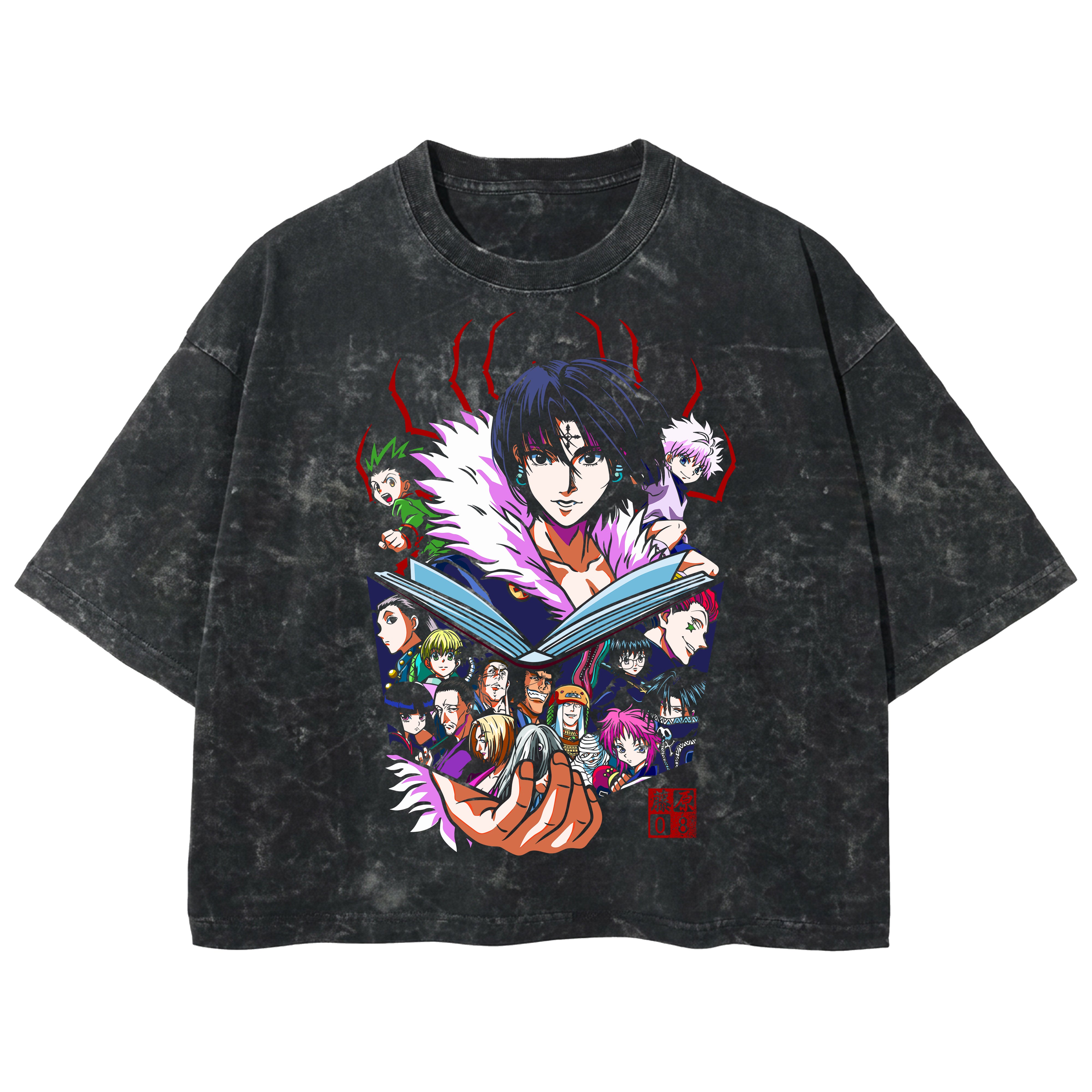 Playera streetwear premium de anime y gaming ExtraLife MX, corte boxy deluxe mineral wash heavyweight en color Acid Wash, moda urbana mexicana de culto.