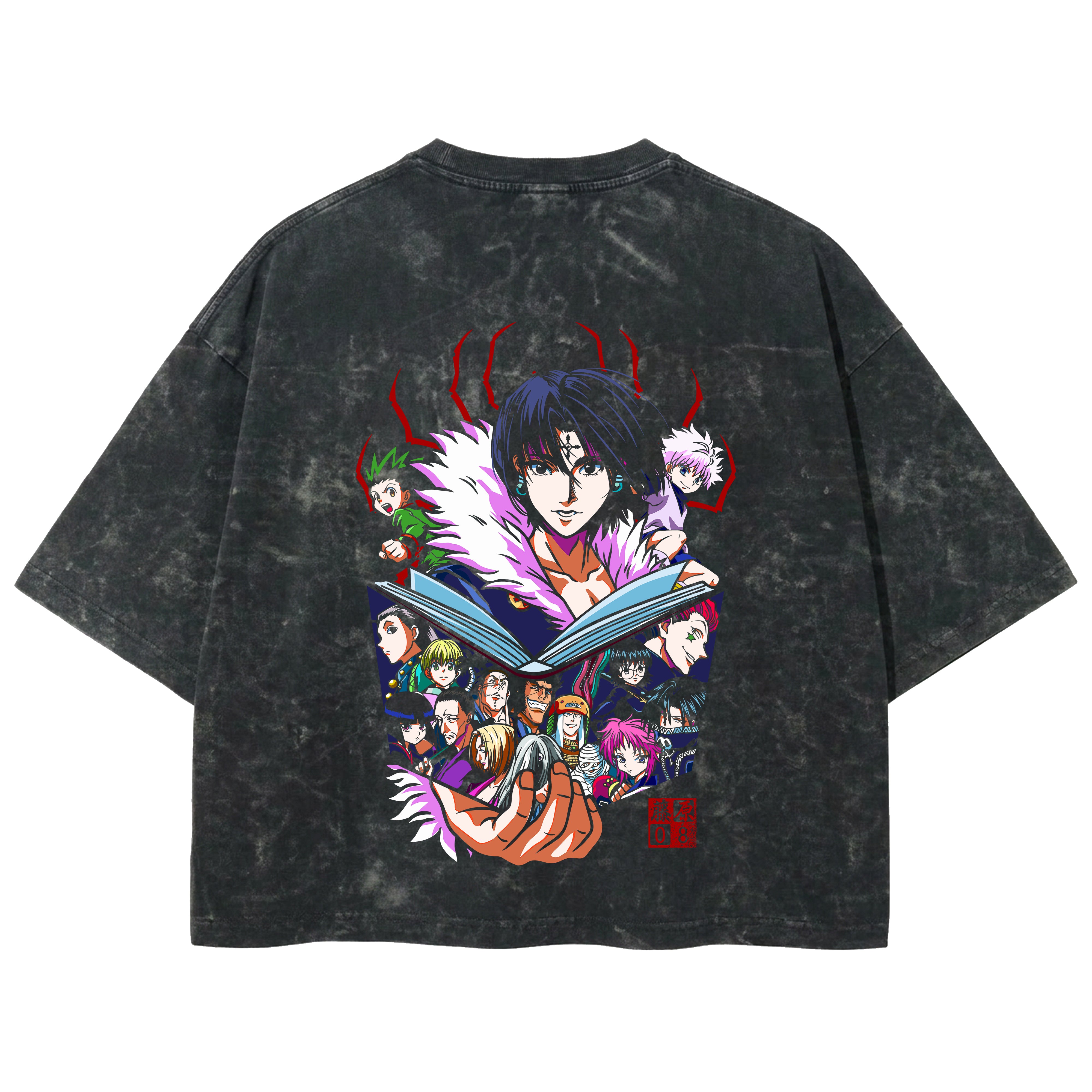 Playera streetwear premium de anime y gaming ExtraLife MX, corte boxy deluxe mineral wash heavyweight en color Acid Wash, moda urbana mexicana de culto.