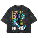 Playera streetwear premium de anime y gaming ExtraLife MX, corte boxy deluxe mineral wash heavyweight en color Acid Wash, moda urbana mexicana de culto.