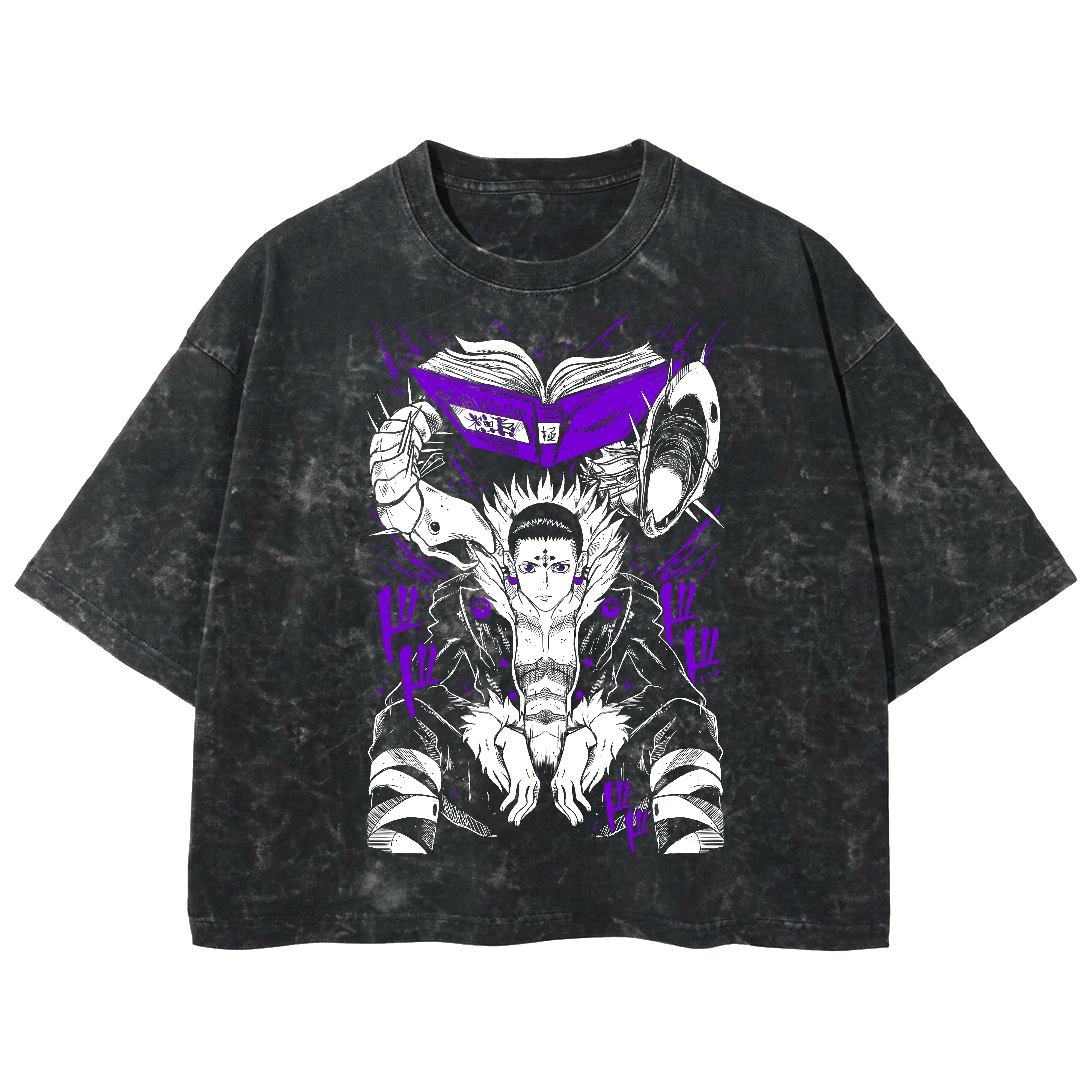 Playera streetwear premium de anime y gaming ExtraLife MX, corte boxy deluxe mineral wash heavyweight en color Acid Wash, moda urbana mexicana de culto.