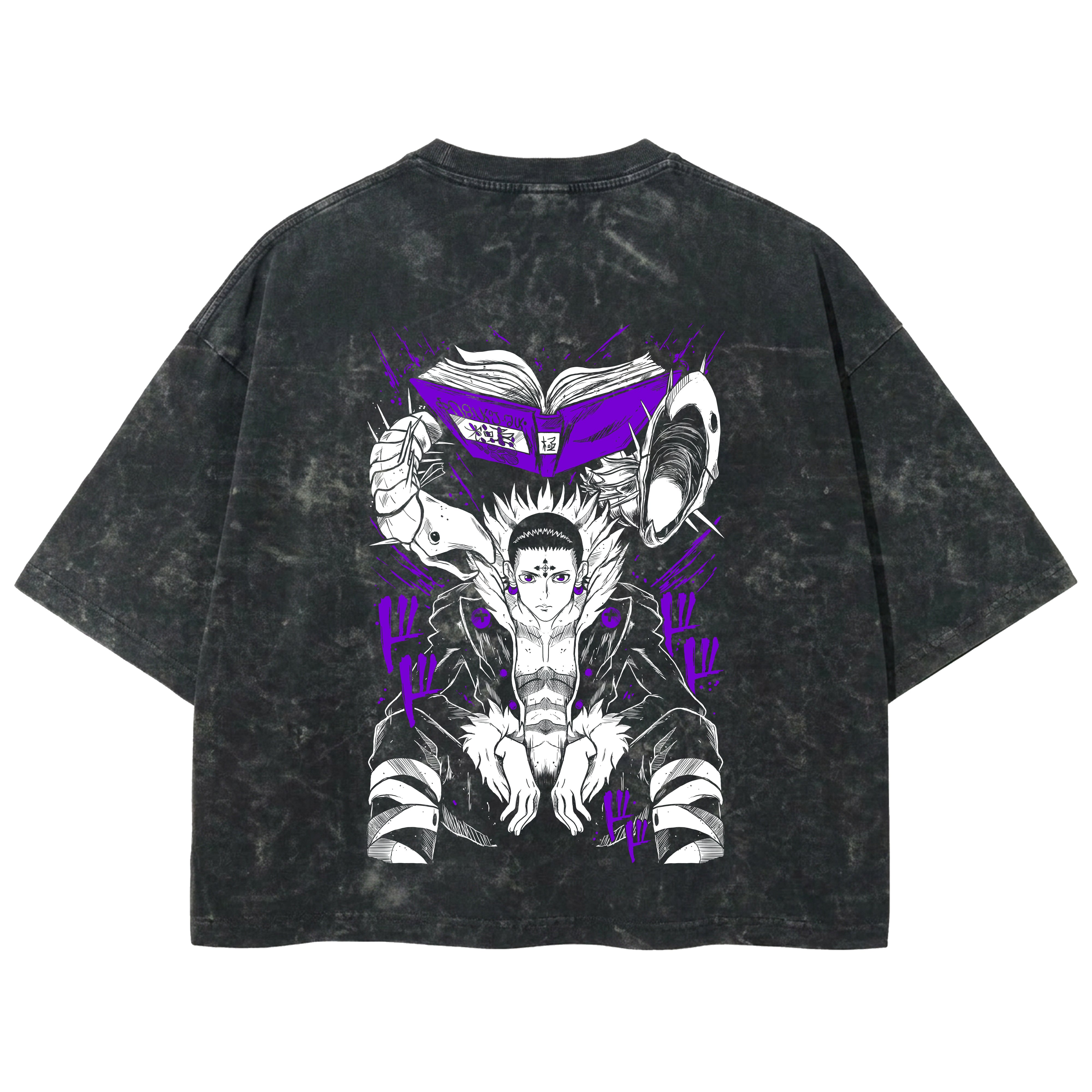 Playera streetwear premium de anime y gaming ExtraLife MX, corte boxy deluxe mineral wash heavyweight en color Acid Wash, moda urbana mexicana de culto.