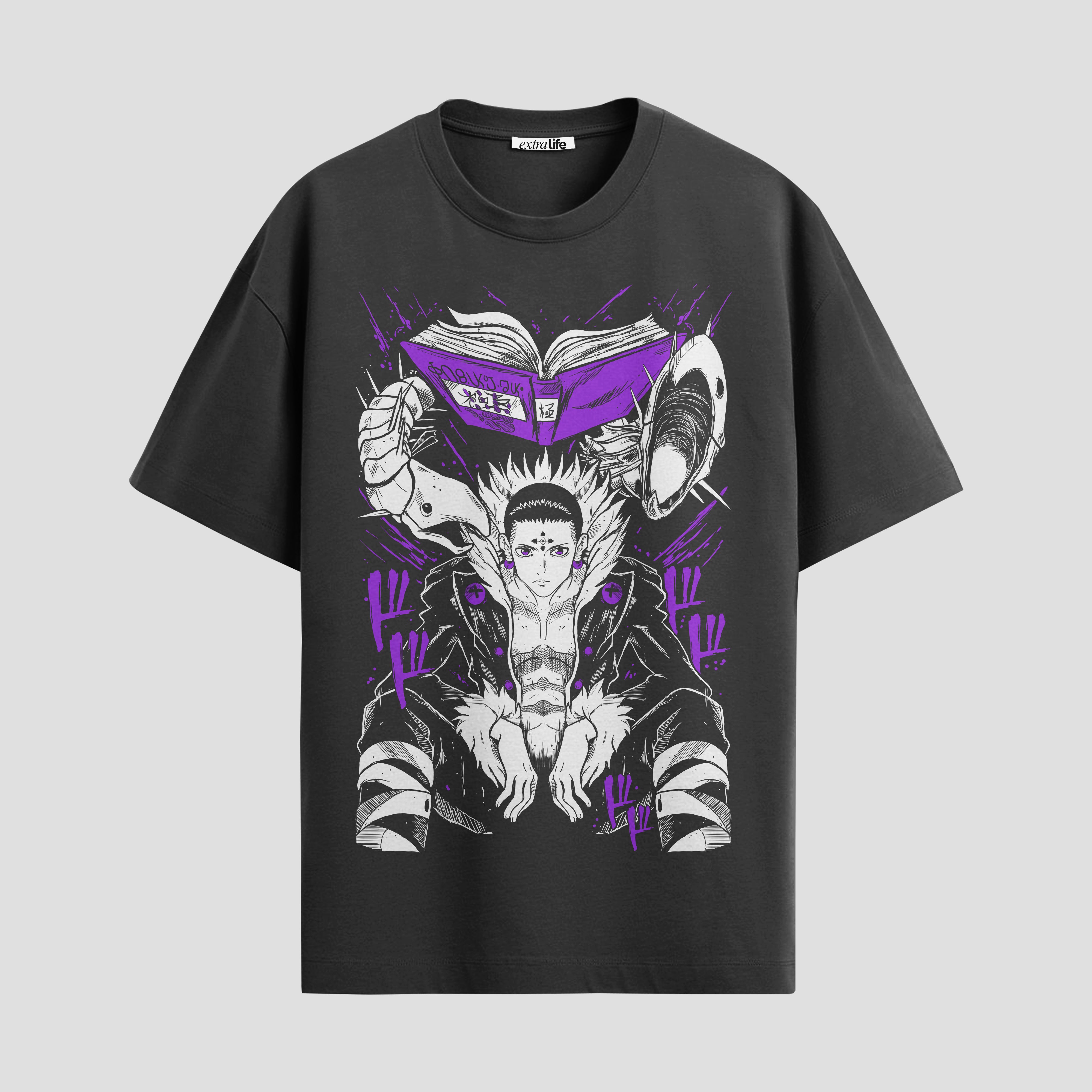 Playera urbana de anime y gaming ExtraLife MX, corte Standard Fit unisex ligero y transpirable en color Deep Black y Pure White, ropa de uso diario para gym y casual.