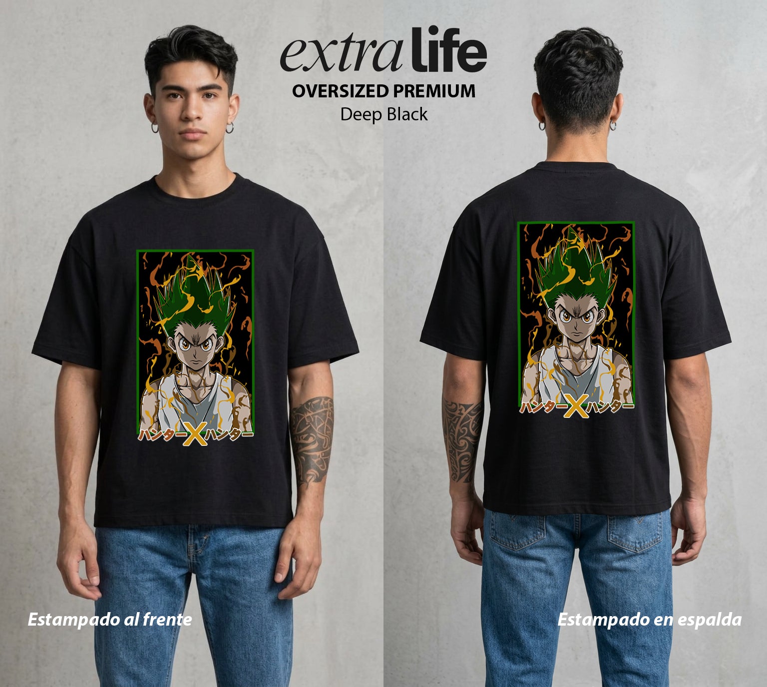 La Prueba del Cazador | El Niño de la Isla #01693 - Playera Oversized Premium | Deep Black - Foto en modelo