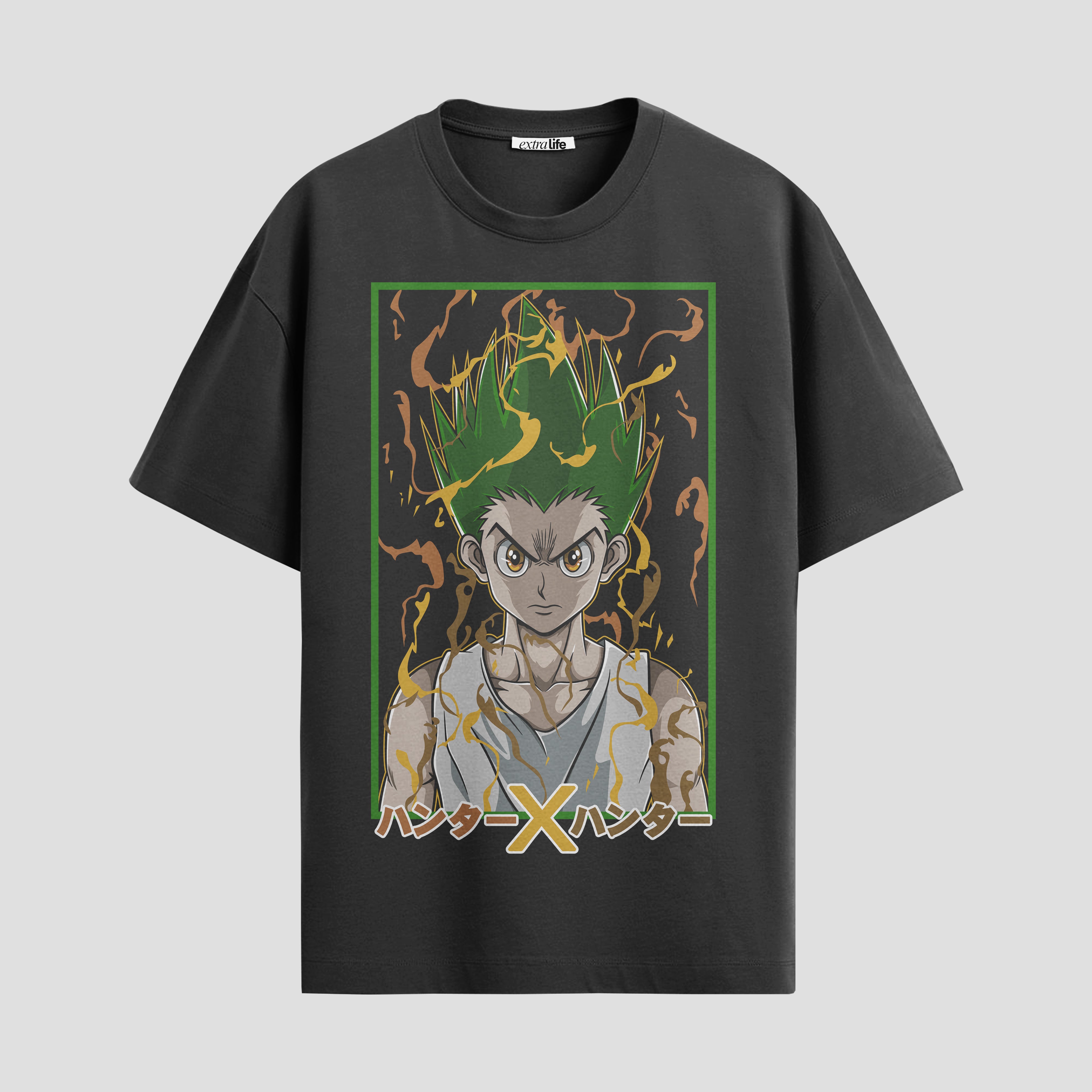 Playera urbana de anime y gaming ExtraLife MX, corte Standard Fit unisex ligero y transpirable en color Deep Black y Pure White, ropa de uso diario para gym y casual.