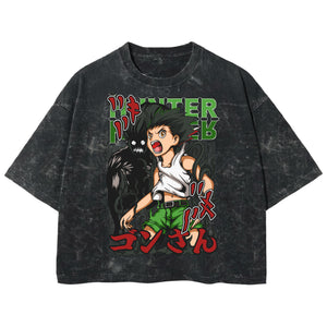 Playera streetwear premium de anime y gaming ExtraLife MX, corte boxy deluxe mineral wash heavyweight en color Acid Wash, moda urbana mexicana de culto.