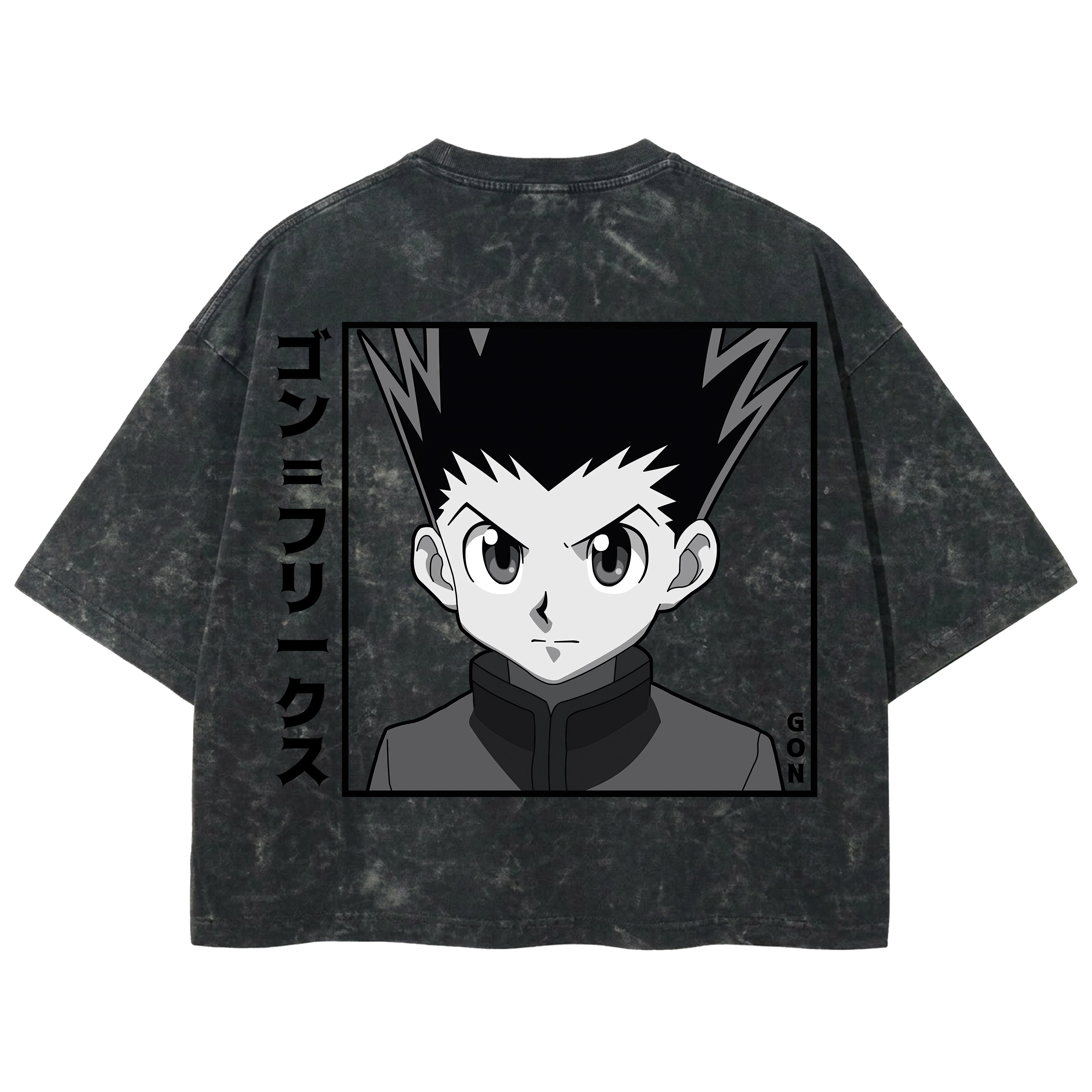 Playera streetwear premium de anime y gaming ExtraLife MX, corte boxy deluxe mineral wash heavyweight en color Acid Wash, moda urbana mexicana de culto.