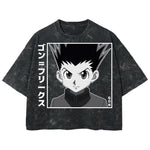 Playera streetwear premium de anime y gaming ExtraLife MX, corte boxy deluxe mineral wash heavyweight en color Acid Wash, moda urbana mexicana de culto.