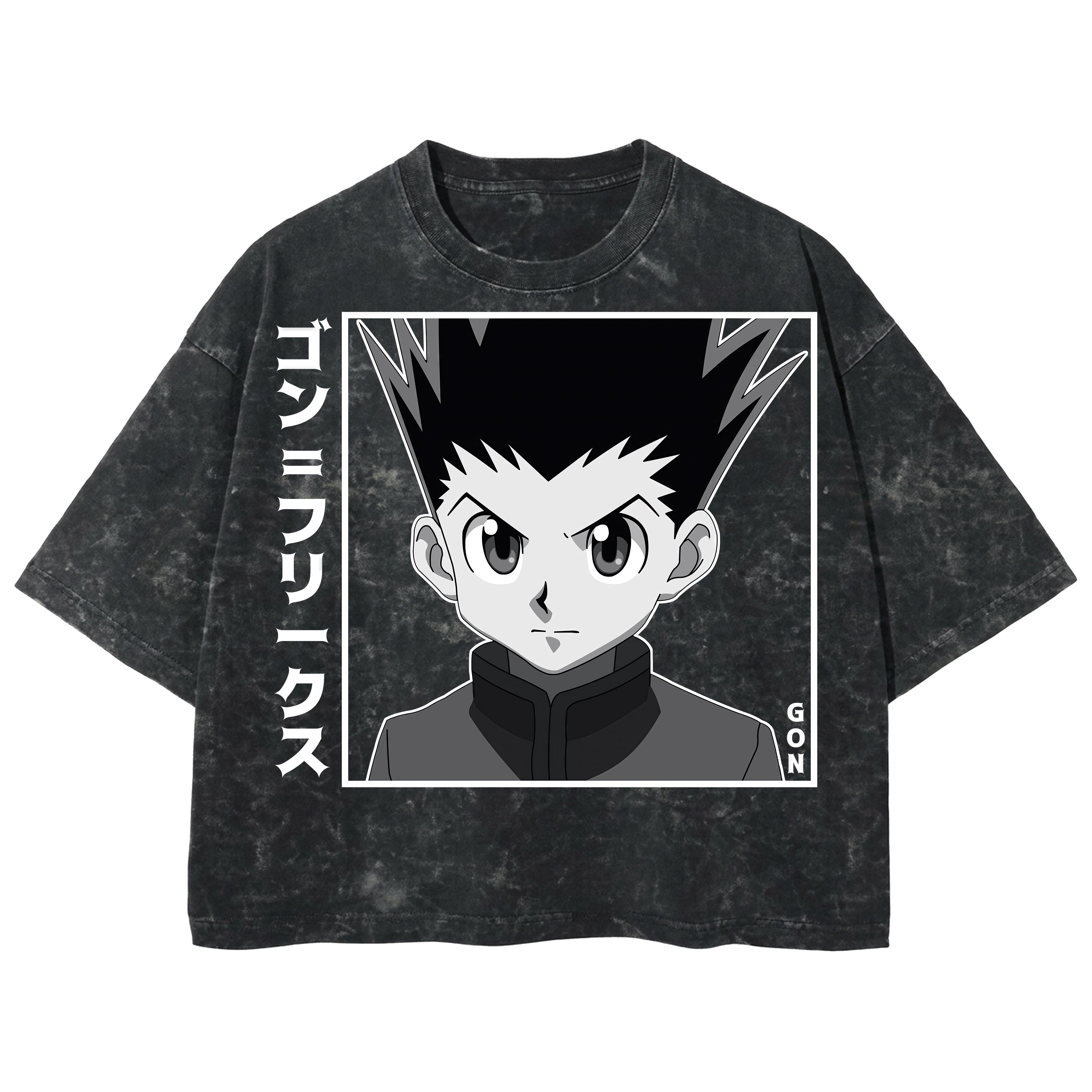 Playera streetwear premium de anime y gaming ExtraLife MX, corte boxy deluxe mineral wash heavyweight en color Acid Wash, moda urbana mexicana de culto.