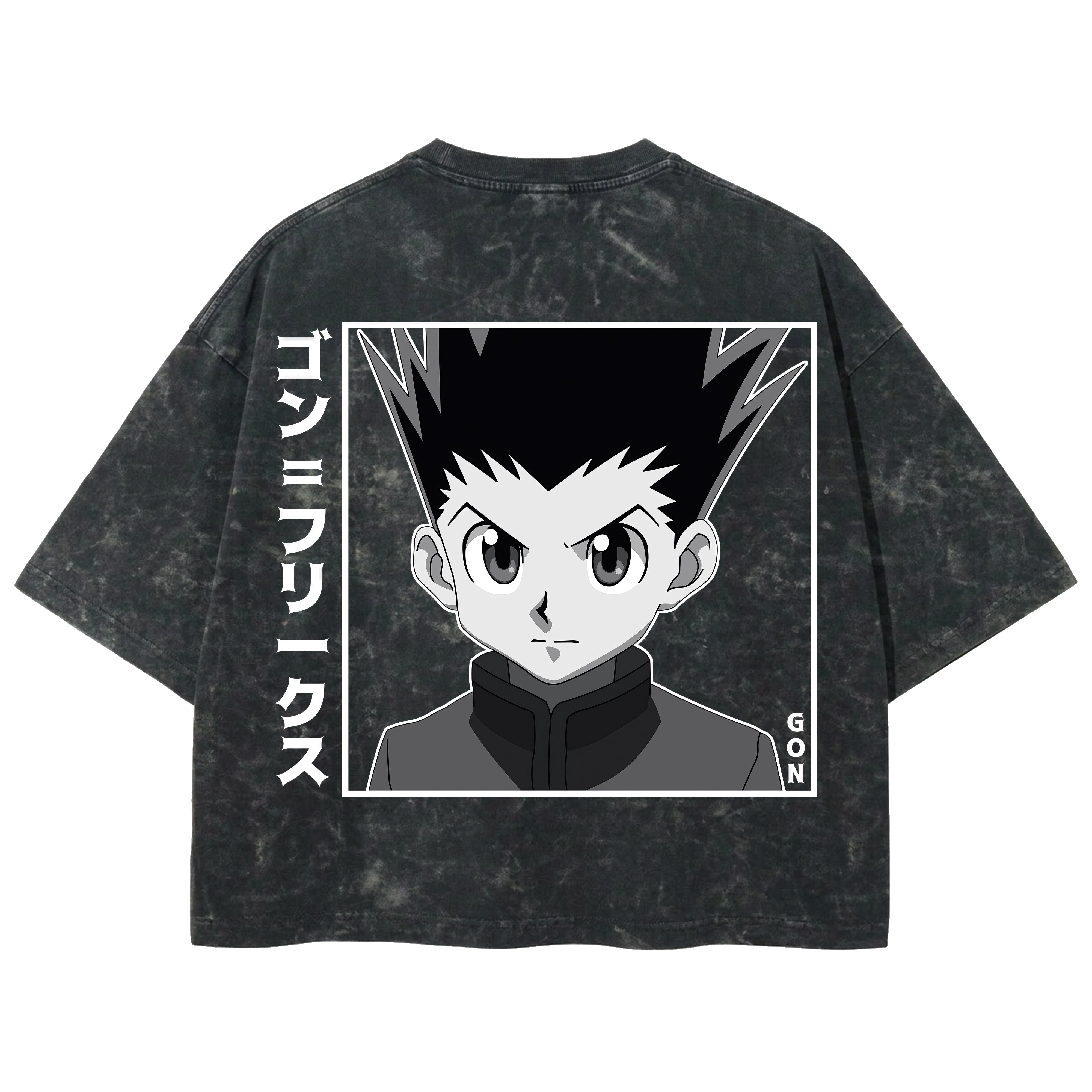 Playera streetwear premium de anime y gaming ExtraLife MX, corte boxy deluxe mineral wash heavyweight en color Acid Wash, moda urbana mexicana de culto.