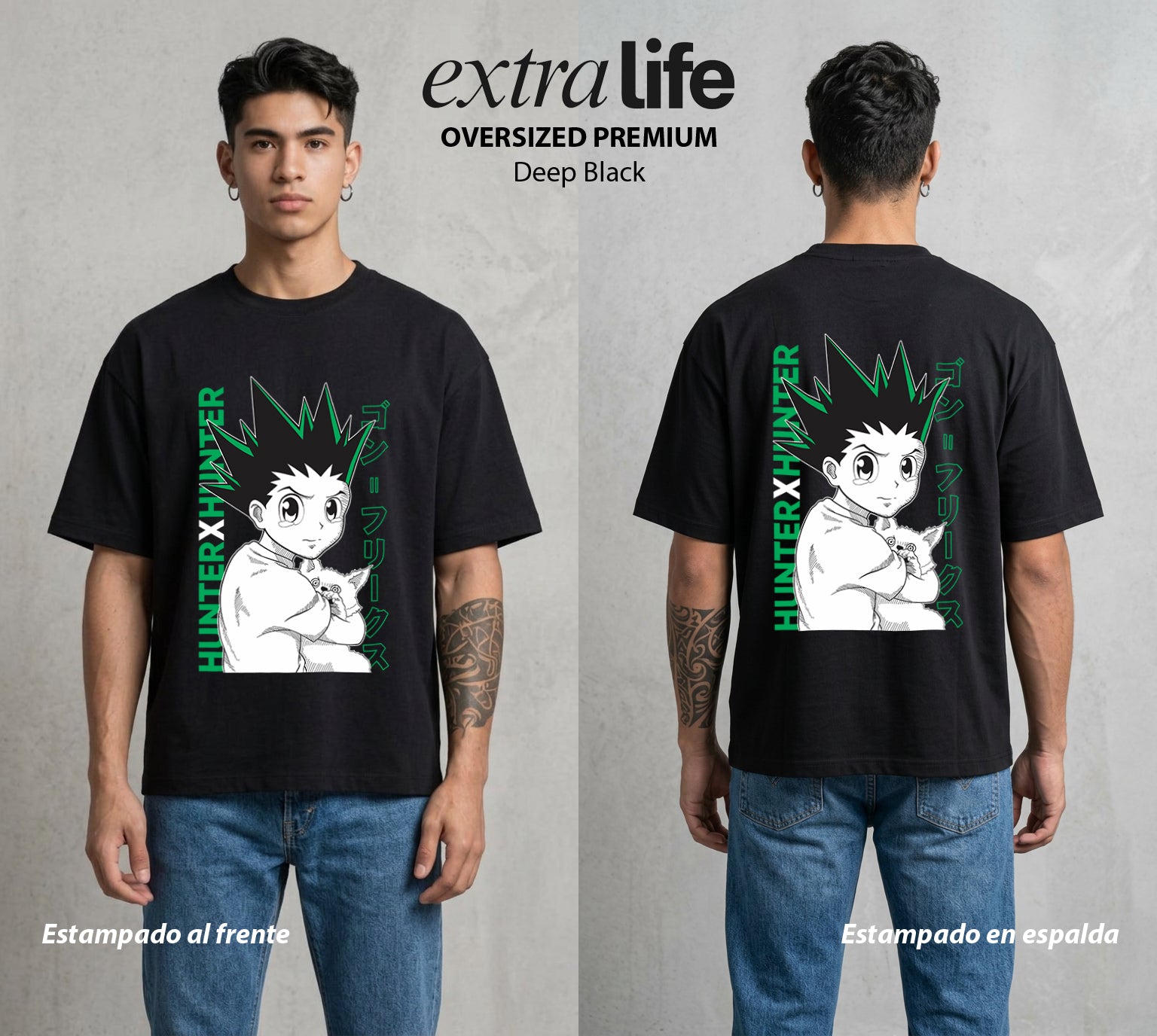 La Prueba del Cazador | El Nen de la Alegria #01697 - Playera Oversized Premium | Deep Black - Foto en modelo