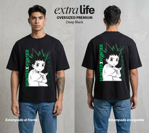 La Prueba del Cazador | El Nen de la Alegria #01697 - Playera Oversized Premium | Deep Black - Foto en modelo