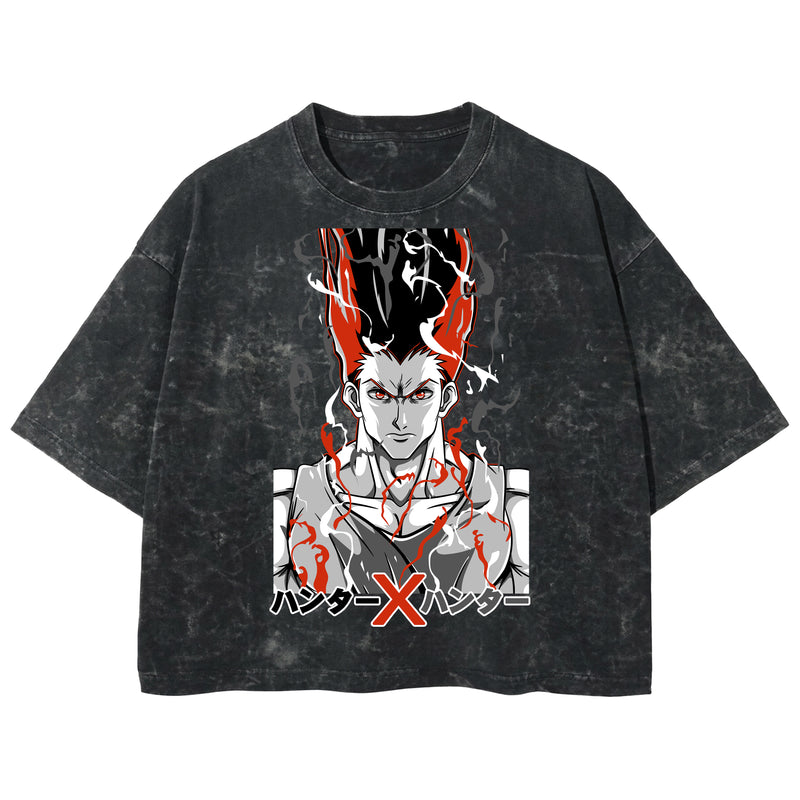 Playera streetwear premium de anime y gaming ExtraLife MX, corte boxy deluxe mineral wash heavyweight en color Acid Wash, moda urbana mexicana de culto.