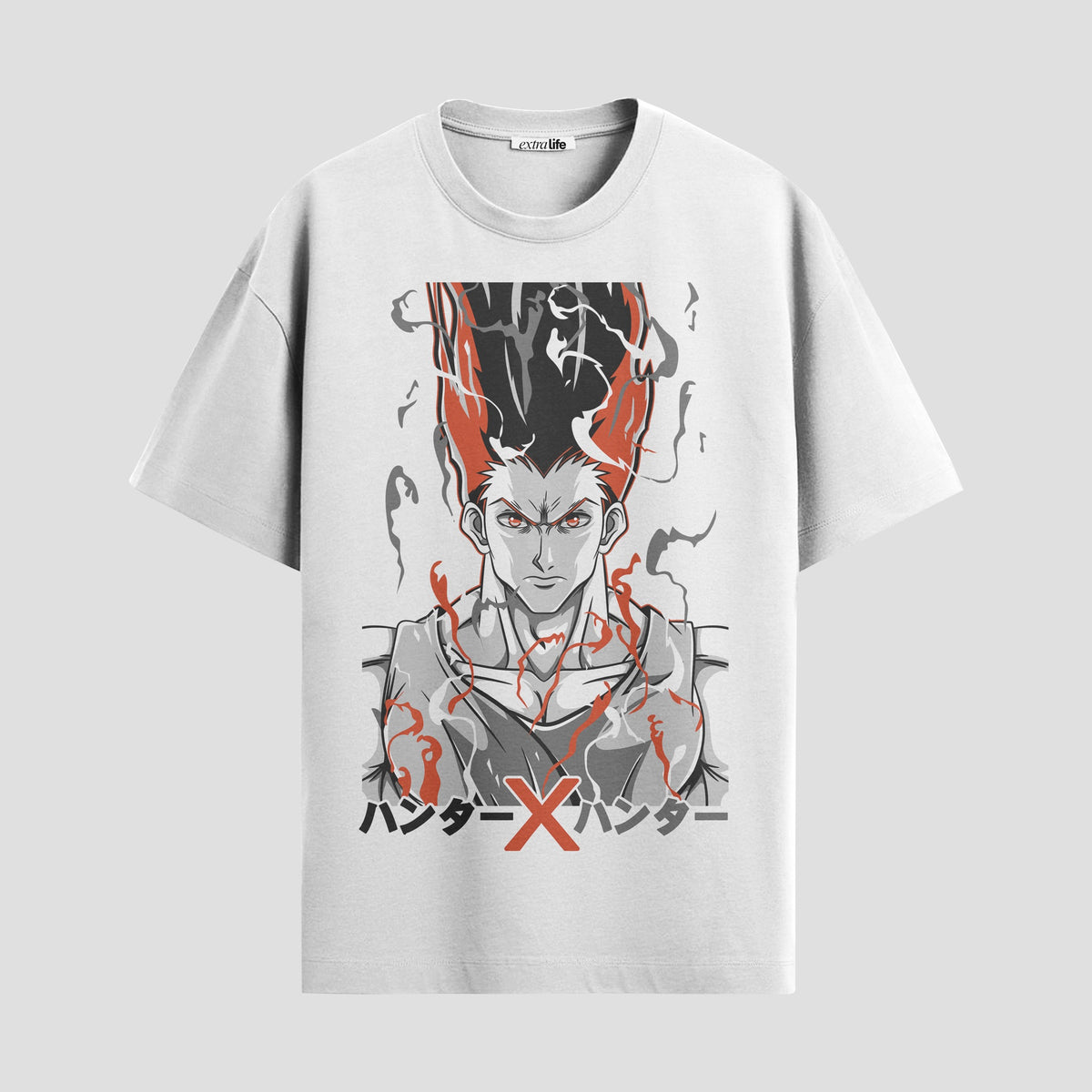 Playera urbana de anime y gaming ExtraLife MX, corte Classic Premium unisex ligero y transpirable en color Deep Black y Pure White, ropa de uso diario para gym y casual.