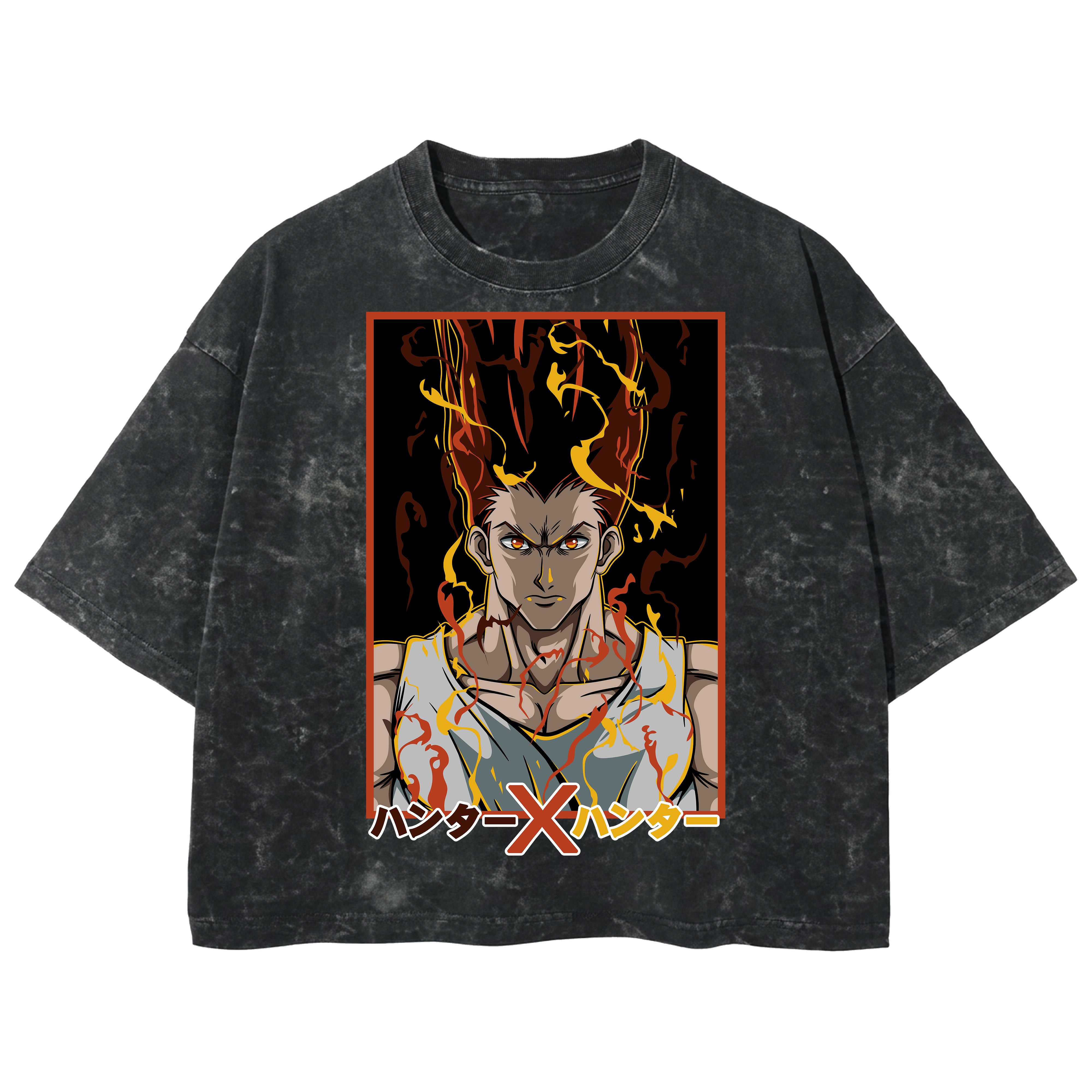 Playera streetwear premium de anime y gaming ExtraLife MX, corte boxy deluxe mineral wash heavyweight en color Acid Wash, moda urbana mexicana de culto.