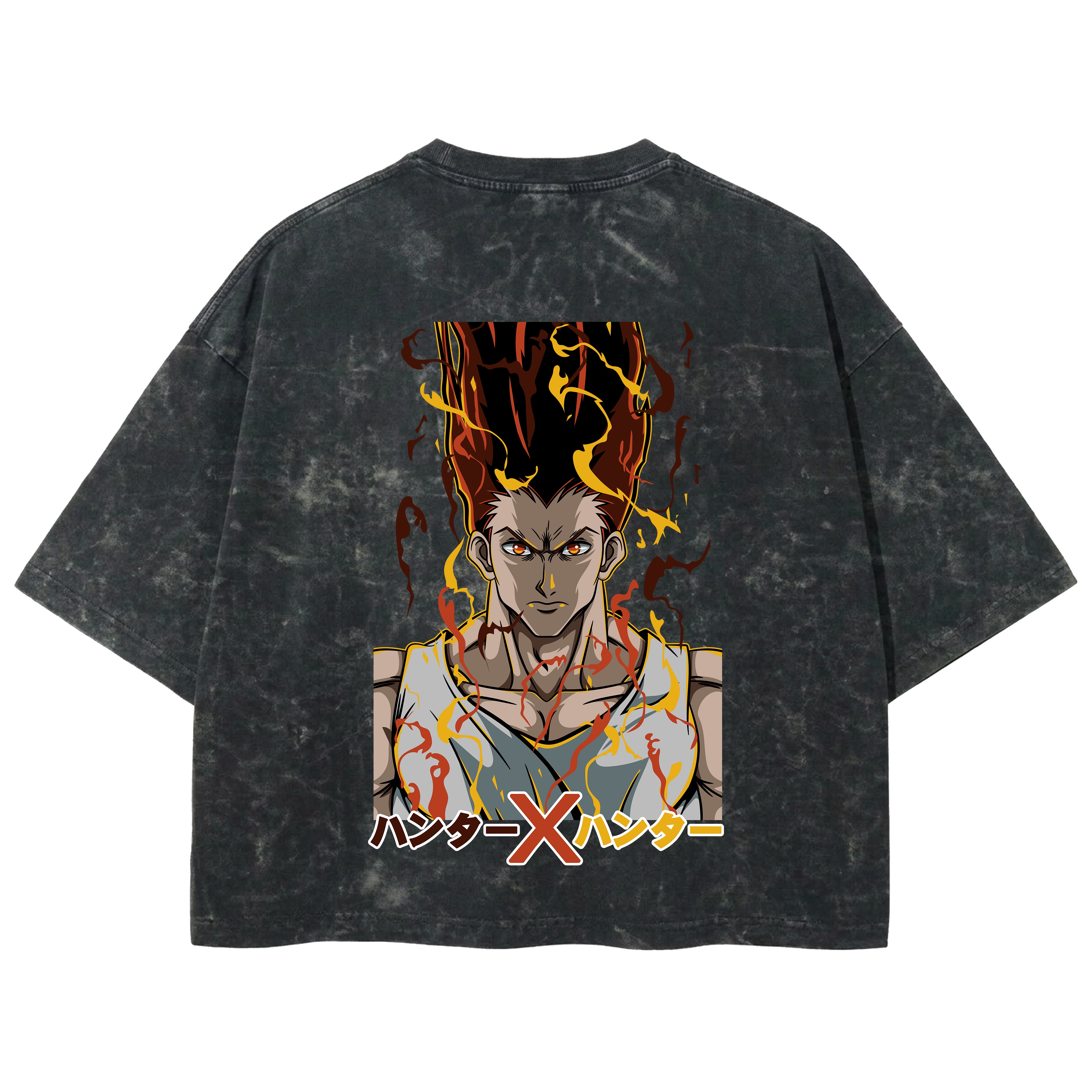 Playera streetwear premium de anime y gaming ExtraLife MX, corte boxy deluxe mineral wash heavyweight en color Acid Wash, moda urbana mexicana de culto.