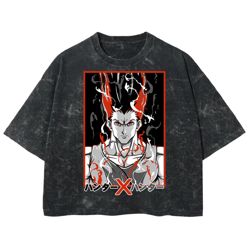 Playera streetwear premium de anime y gaming ExtraLife MX, corte boxy deluxe mineral wash heavyweight en color Acid Wash, moda urbana mexicana de culto.