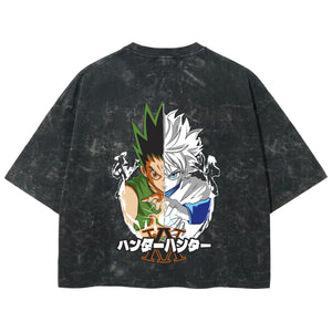 Playera streetwear premium de anime y gaming ExtraLife MX, corte boxy deluxe mineral wash heavyweight en color Acid Wash, moda urbana mexicana de culto.