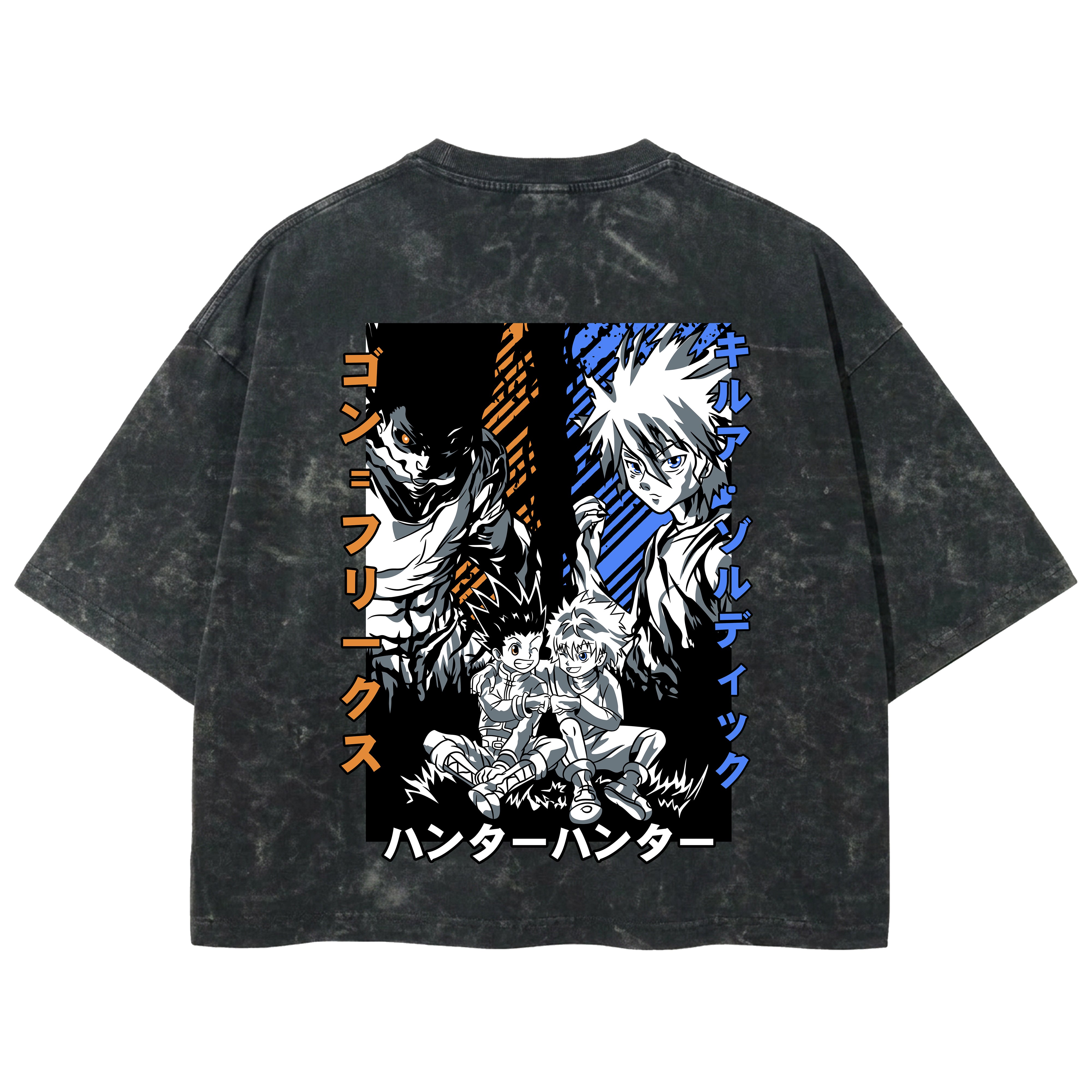 Playera streetwear premium de anime y gaming ExtraLife MX, corte boxy deluxe mineral wash heavyweight en color Acid Wash, moda urbana mexicana de culto.