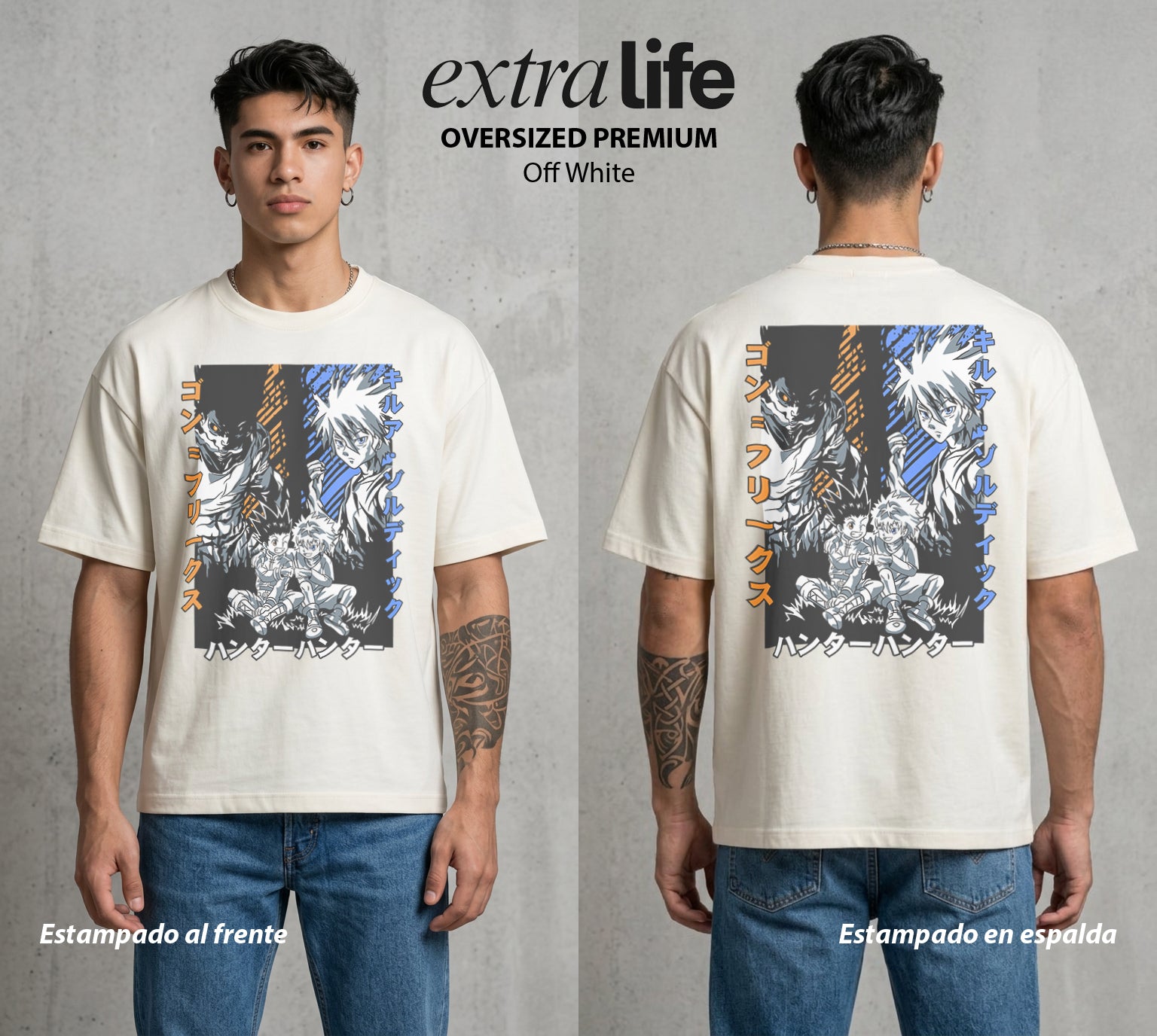 La Prueba del Cazador | El Rayo Asesino #01703 - Playera Oversized Premium | Off White - Foto en modelo
