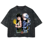 Playera streetwear premium de anime y gaming ExtraLife MX, corte boxy deluxe mineral wash heavyweight en color Acid Wash, moda urbana mexicana de culto.