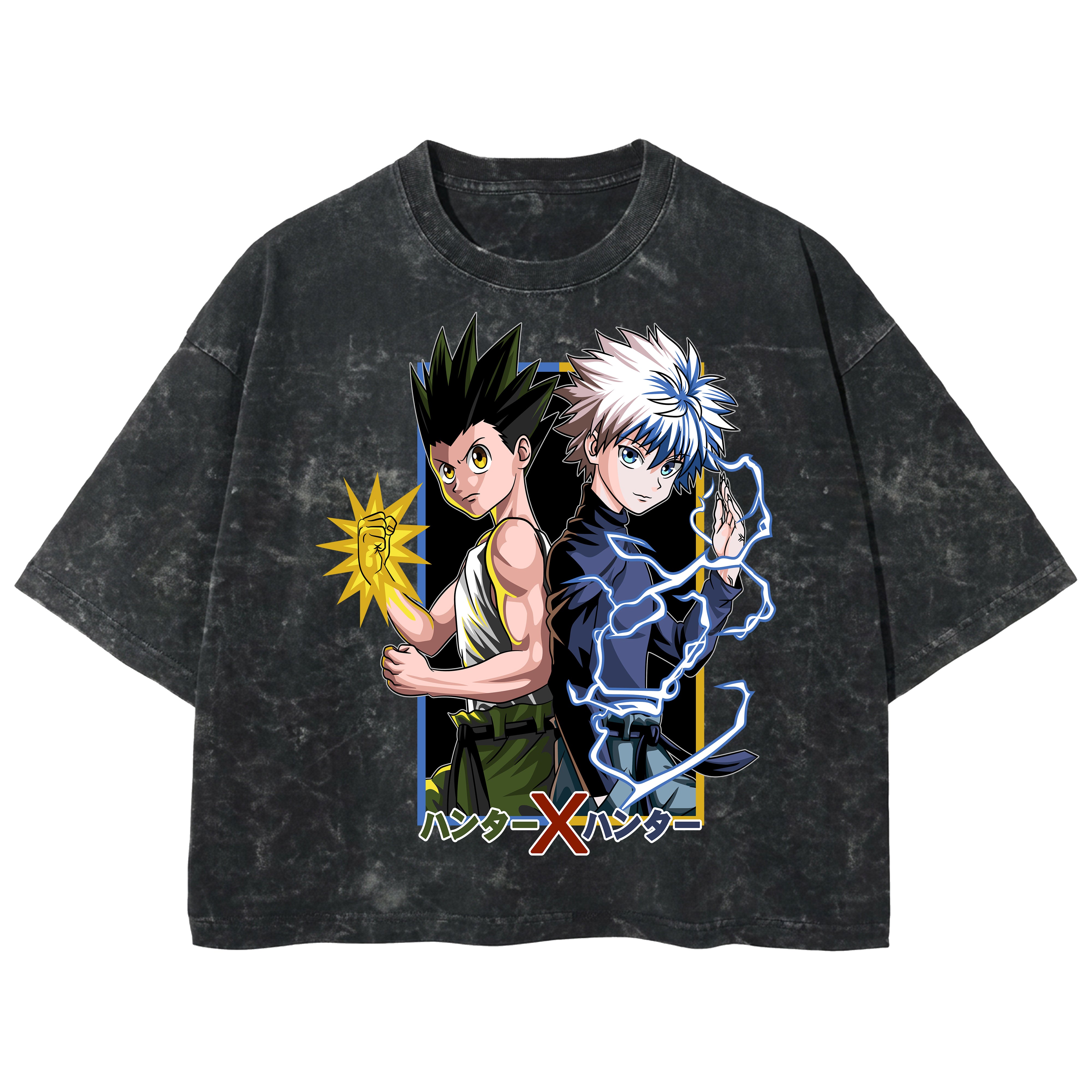 Playera streetwear premium de anime y gaming ExtraLife MX, corte boxy deluxe mineral wash heavyweight en color Acid Wash, moda urbana mexicana de culto.