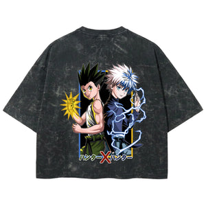 Playera streetwear premium de anime y gaming ExtraLife MX, corte boxy deluxe mineral wash heavyweight en color Acid Wash, moda urbana mexicana de culto.