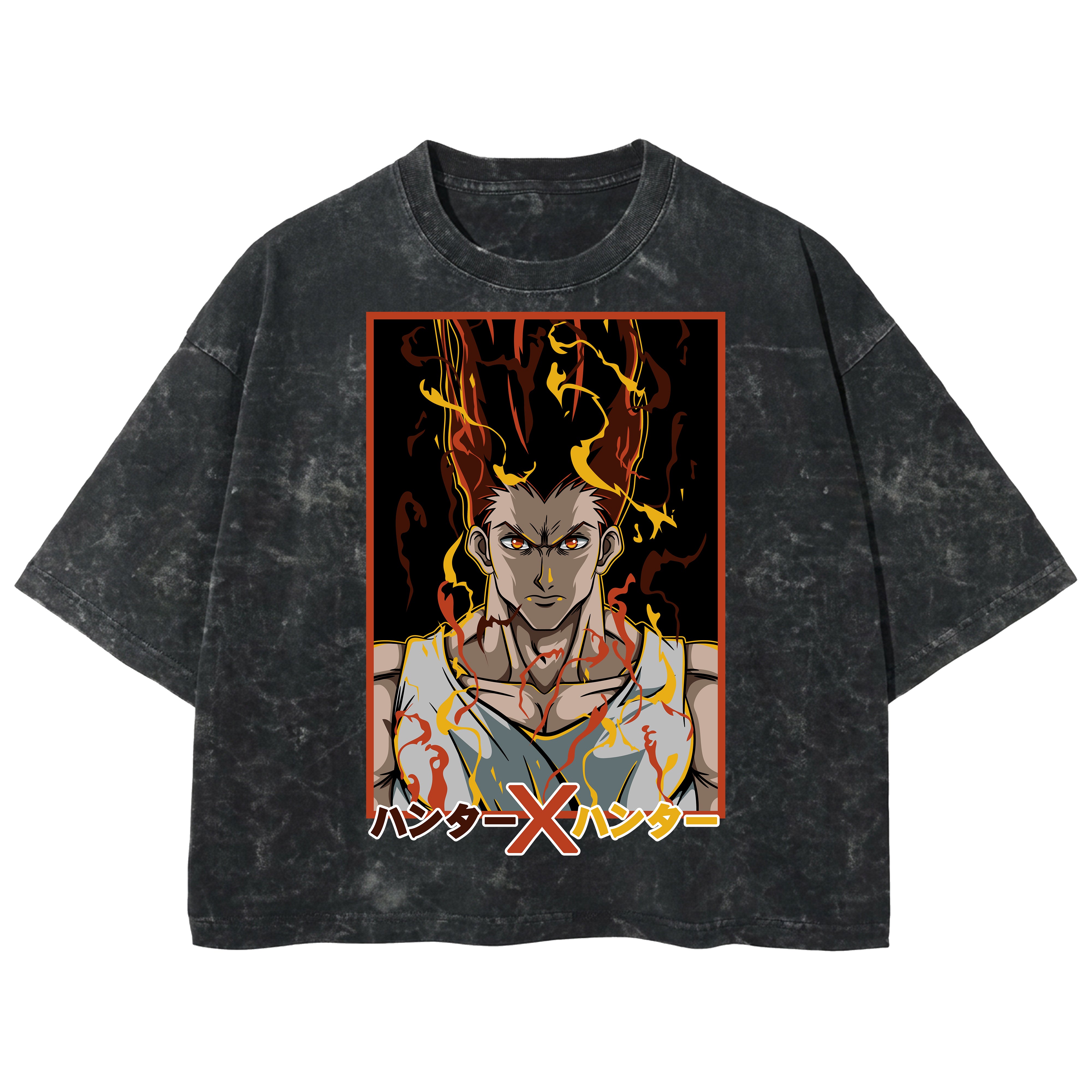 Playera streetwear premium de anime y gaming ExtraLife MX, corte boxy deluxe mineral wash heavyweight en color Acid Wash, moda urbana mexicana de culto.