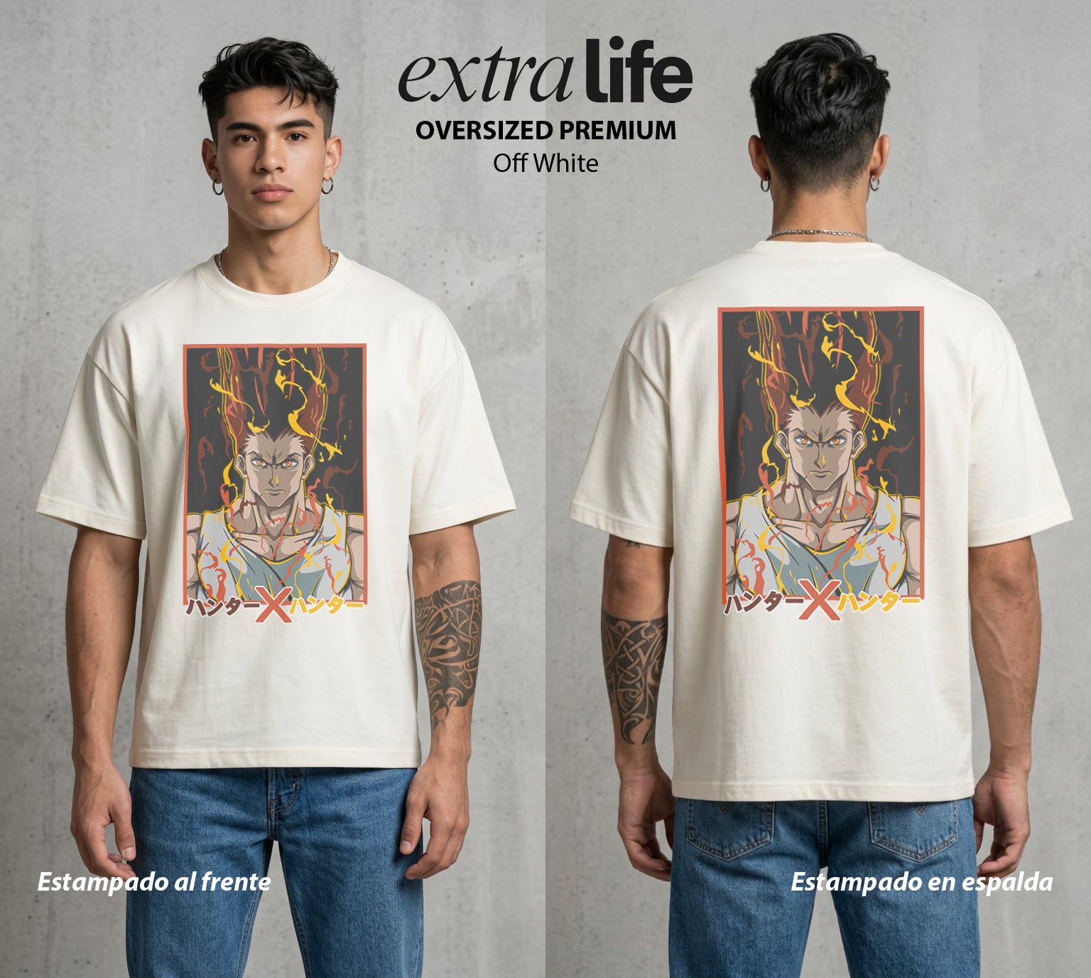 La Prueba del Cazador | La Alegria del Cazador #01705 - Playera Oversized Premium | Off White - Foto en modelo