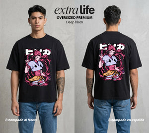 La Prueba del Cazador | Magia y Sangre #01707 - Playera Oversized Premium | Deep Black - Foto en modelo