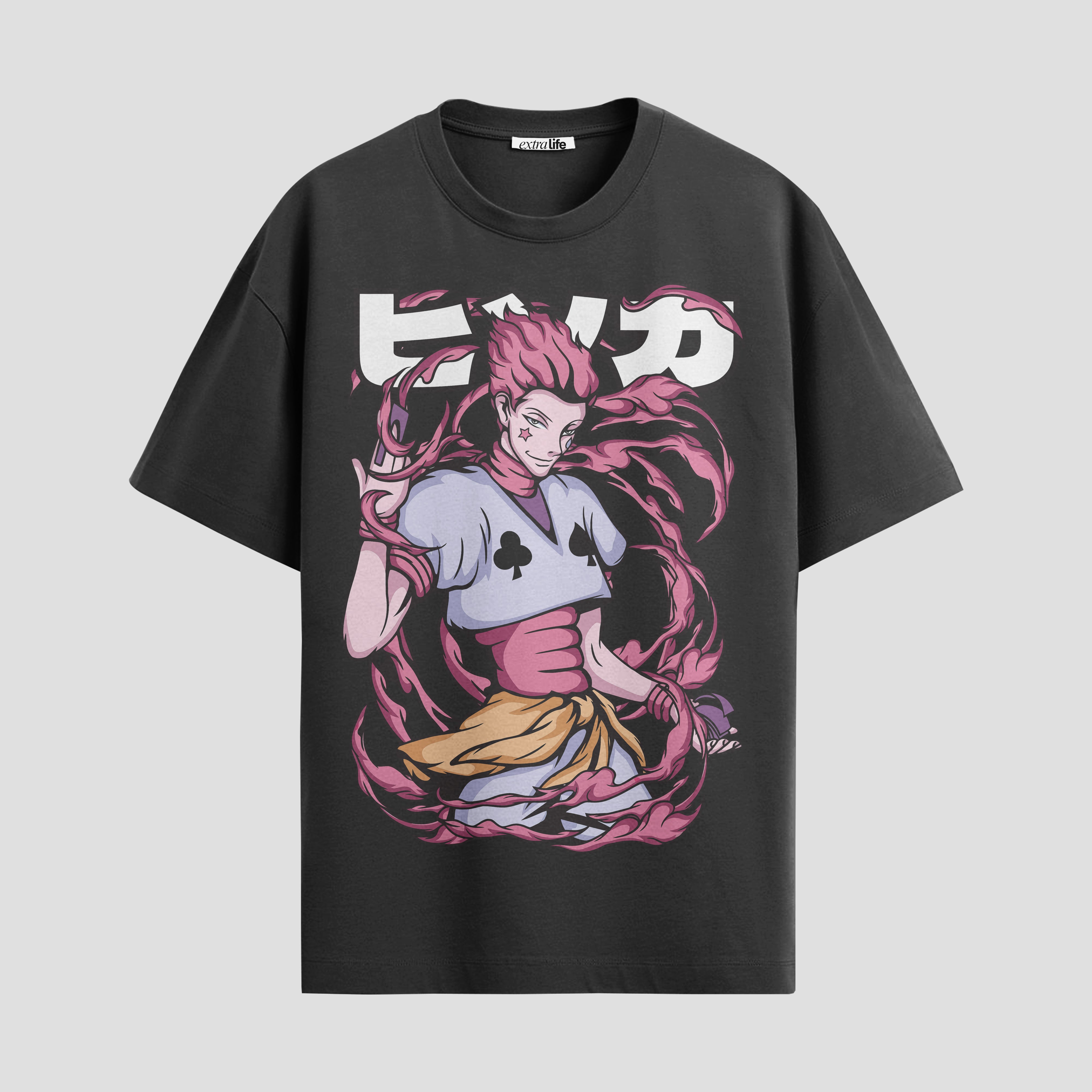 Playera urbana de anime y gaming ExtraLife MX, corte Standard Fit unisex ligero y transpirable en color Deep Black y Pure White, ropa de uso diario para gym y casual.