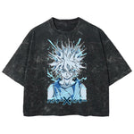 Playera streetwear premium de anime y gaming ExtraLife MX, corte boxy deluxe mineral wash heavyweight en color Acid Wash, moda urbana mexicana de culto.