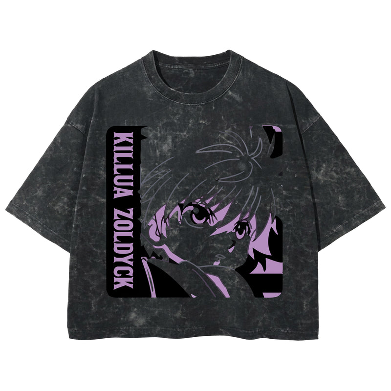 Playera streetwear premium de anime y gaming ExtraLife MX, corte boxy deluxe mineral wash heavyweight en color Acid Wash, moda urbana mexicana de culto.