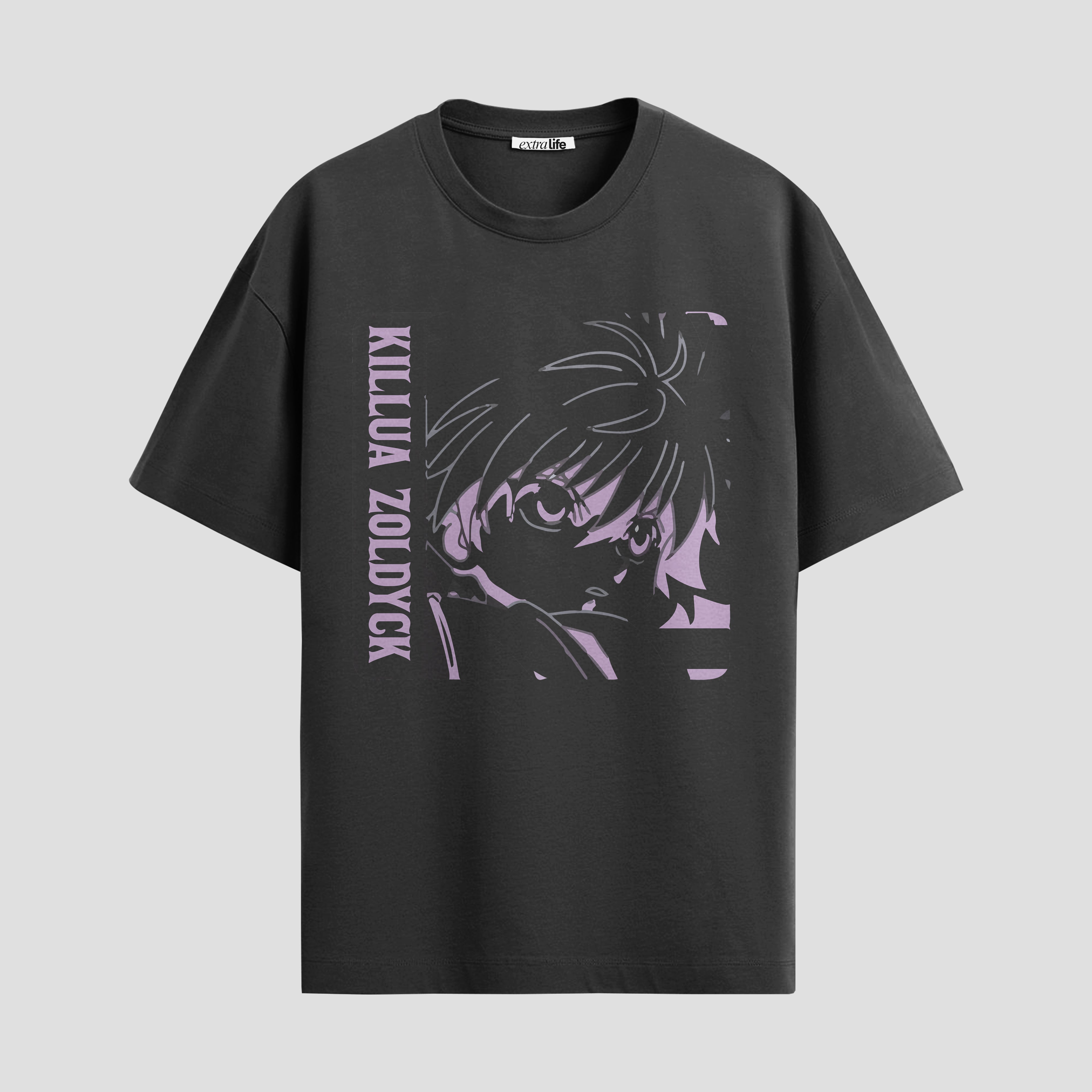 Playera urbana de anime y gaming ExtraLife MX, corte Standard Fit unisex ligero y transpirable en color Deep Black y Pure White, ropa de uso diario para gym y casual.