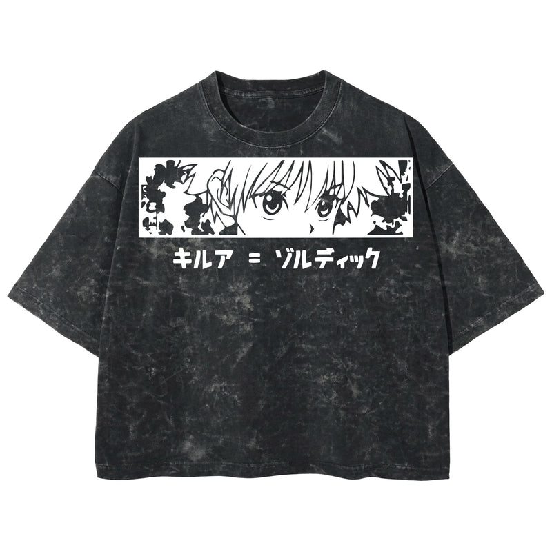 Playera streetwear premium de anime y gaming ExtraLife MX, corte boxy deluxe mineral wash heavyweight en color Acid Wash, moda urbana mexicana de culto.