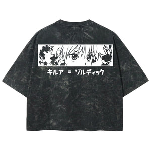 Playera streetwear premium de anime y gaming ExtraLife MX, corte boxy deluxe mineral wash heavyweight en color Acid Wash, moda urbana mexicana de culto.