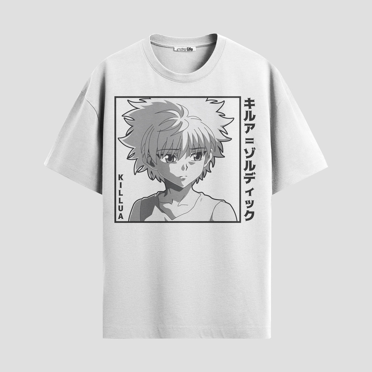 Playera urbana de anime y gaming ExtraLife MX, corte Classic Premium unisex ligero y transpirable en color Deep Black y Pure White, ropa de uso diario para gym y casual.