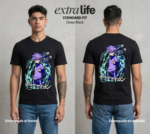 La Prueba del Cazador | El Asesino Luminoso #01716 - Playera Standard Fit | Deep Black - Foto en modelo