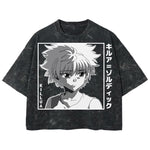 Playera streetwear premium de anime y gaming ExtraLife MX, corte boxy deluxe mineral wash heavyweight en color Acid Wash, moda urbana mexicana de culto.