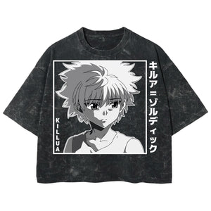 Playera streetwear premium de anime y gaming ExtraLife MX, corte boxy deluxe mineral wash heavyweight en color Acid Wash, moda urbana mexicana de culto.