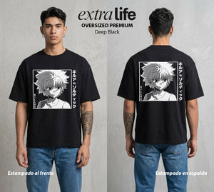 La Prueba del Cazador | El Heroe a su Manera #01717 - Playera Oversized Premium | Deep Black - Foto en modelo