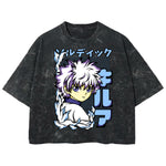 Playera streetwear premium de anime y gaming ExtraLife MX, corte boxy deluxe mineral wash heavyweight en color Acid Wash, moda urbana mexicana de culto.